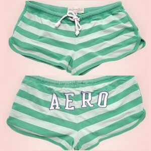 Vtg Y2K Aero Shorts Spell Out Booty Micro Mini Stripe Lounge Drawstring Size M